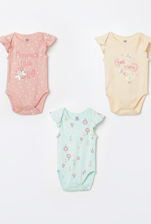 FS MINI KLUB Printed Knitted Rompers - Pack of 3
