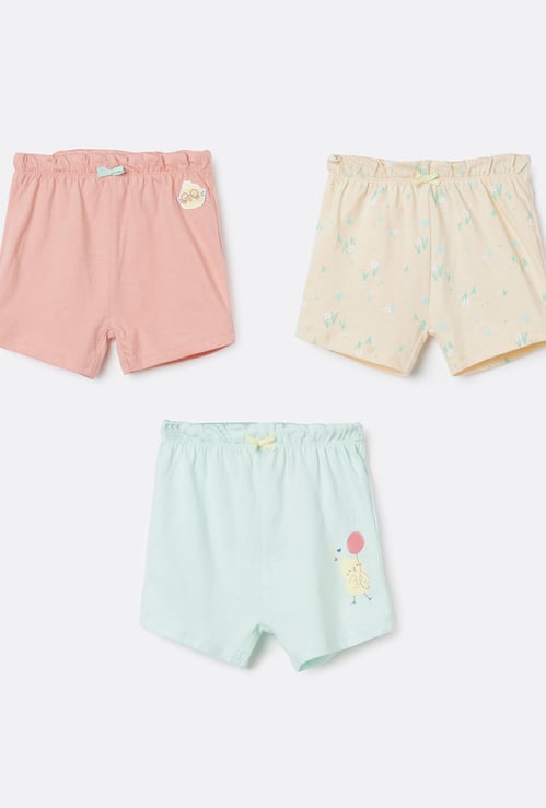FS MINI KLUB Printed Drawstring Waist Shorts - Pack of 3