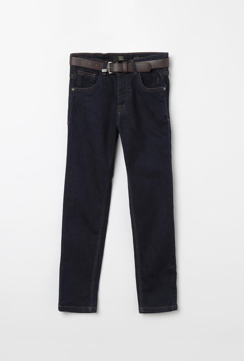 GINI & JONY Solid Slim Fit Jeans with Belt