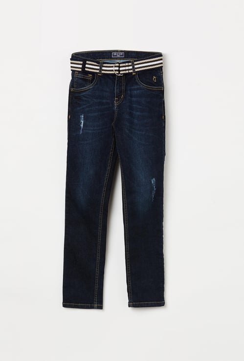 GINI & JONY Boys Dark Washed Slim Jeans with Belt