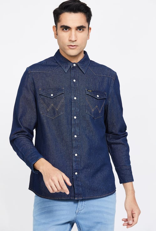 WRANGLER Solid Full Sleeves Regular Fit Denim Shirt