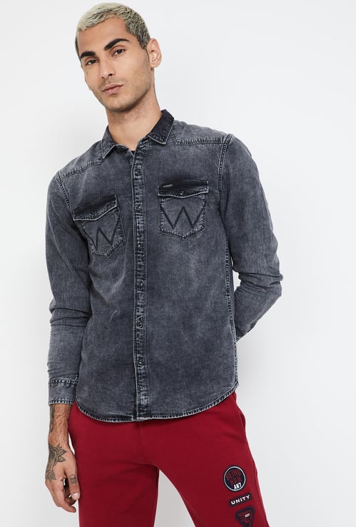 WRANGLER Solid Full Sleeves Slim Fit Denim Shirt