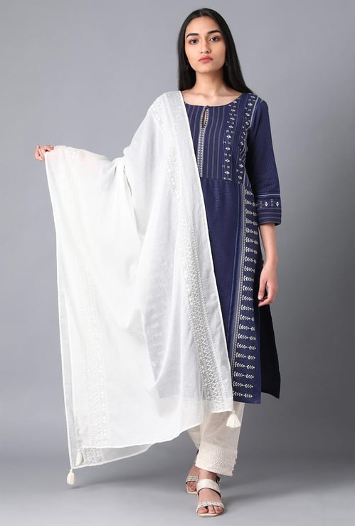 W Patterned Tassel Trim Dupatta