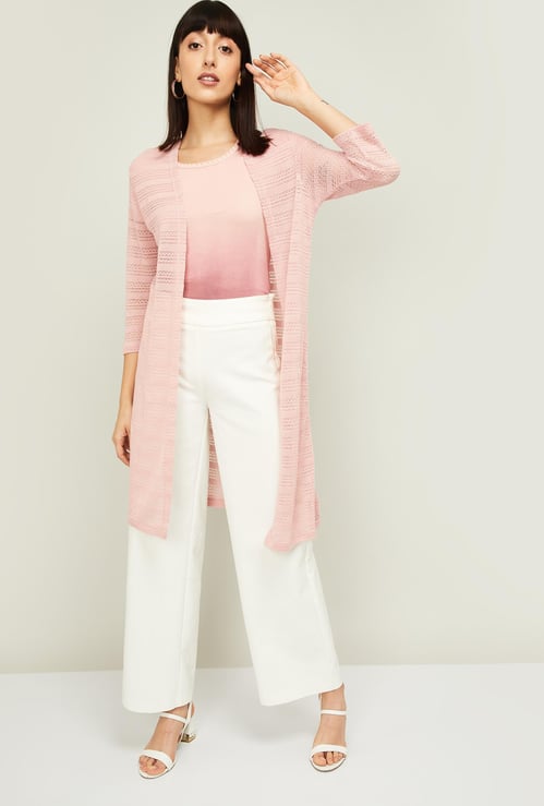 CODE Women Patterned Knit Long Shrug