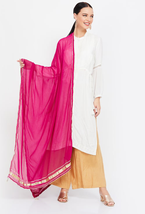 RANGRITI Solid Zari Detailed Dupatta