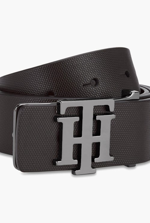 TOMMY HILFIGER Men Genuine Leather Textured Formal Belt