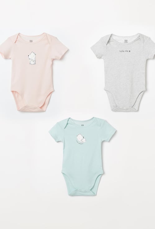 FS MINI KLUB Printed Knitted Rompers - Pack of 3
