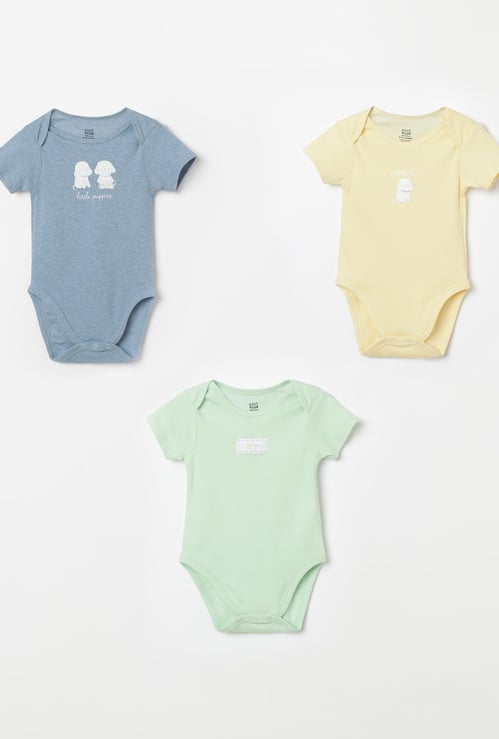 FS MINI KLUB Printed Knitted Rompers - Pack of 3