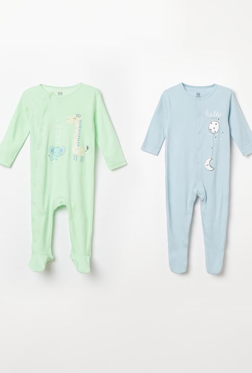 FS MINI KLUB Printed Full Sleeves Sleepsuit - Pack of 2
