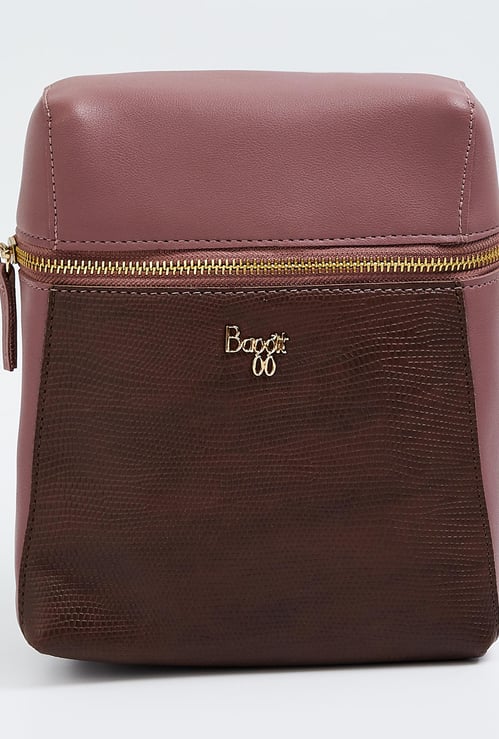 BAGGIT Women Reptilian Pattern Colourblock Backpack