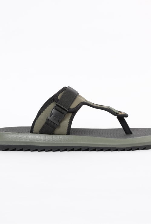 FILA Textured T-strap Flat Sandals