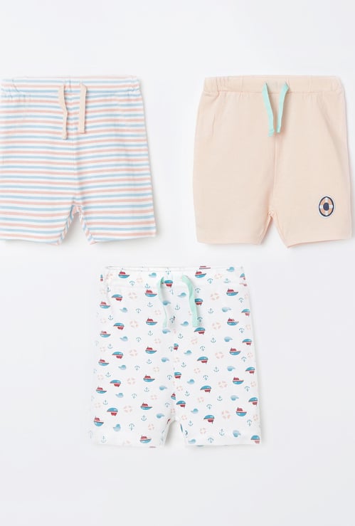 FS MINI KLUB Printed Drawstring Waist Shorts - Pack of 3