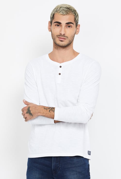WRANGLER Slub Regular Fit Henley T-shirt