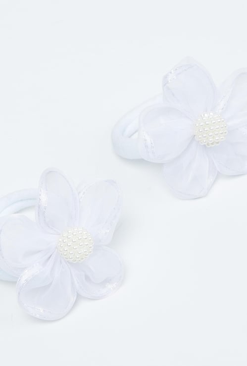 TONIQ KIDS Girls Floral Accent Rubberband - Set of 2 Pcs