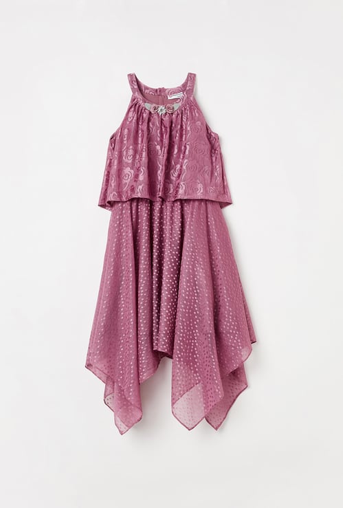 PEPPERMINT Cutaway Neck Dress with Handkerchief Hem