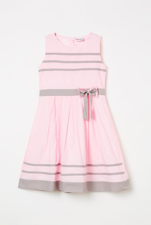 PEPPERMINT Striped Bow Detail A-line Dress