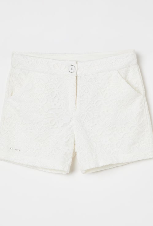 PEPPERMINT Lace Shorts with Side Pockets