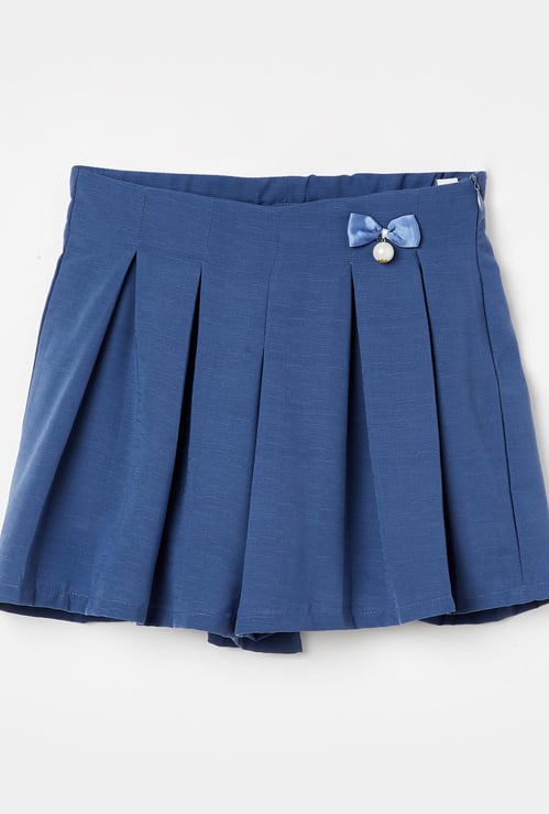 PEPPERMINT Pleated A-line Shorts  with Bow