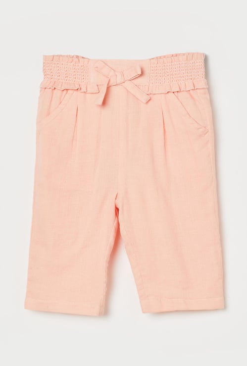 FS MINI KLUB Girls Solid Pleated Capris with Scoop Pockets