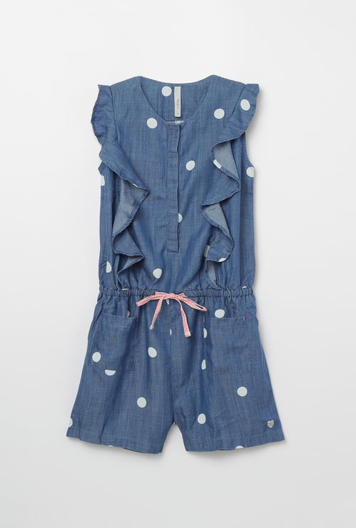 PEPE JEANS Polka-Dot Print Sleeveless Playsuit