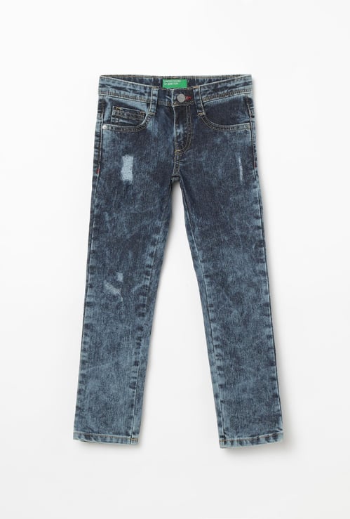 UNITED COLORS OF BENETTON Heavy Washed Distressed Jeans