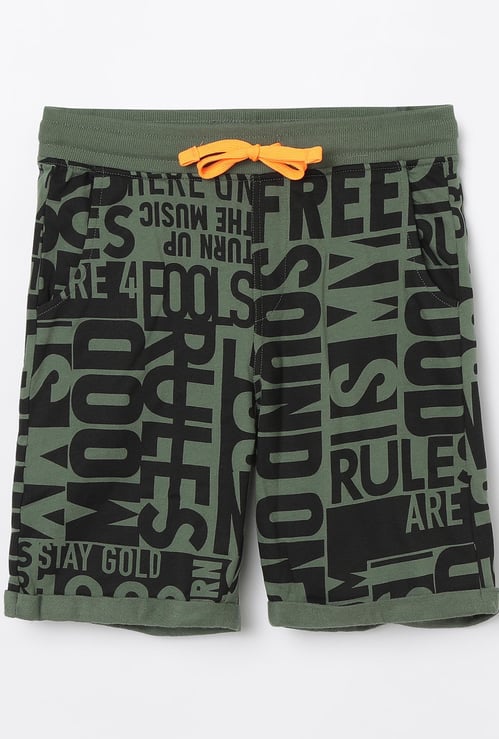 UNITED COLORS OF BENETTON Typographic Print Elasticated Shorts