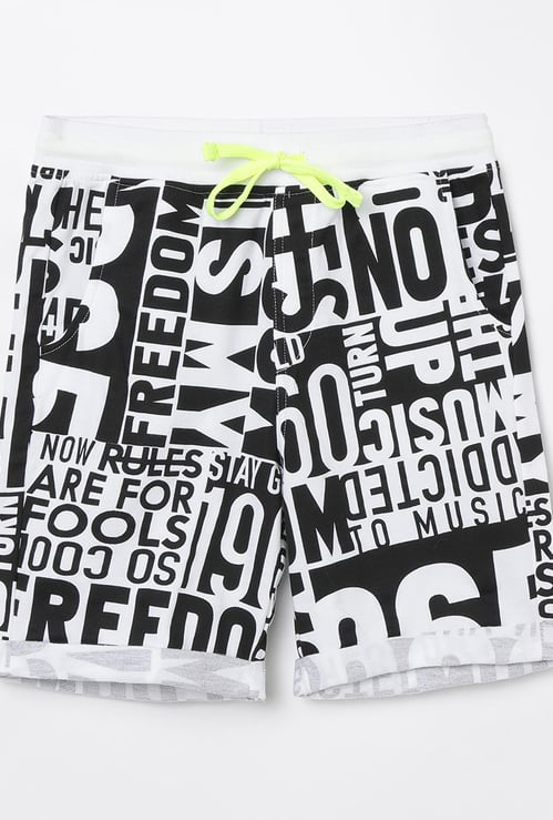 UNITED COLORS OF BENETTON Typographic Print Elasticated Shorts