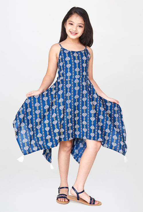 GLOBAL DESI Printed Sleeveless Fit & Flare Dress