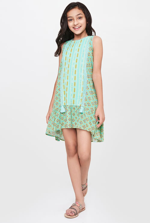 GLOBAL DESI Printed Sleeveless A-line Dress