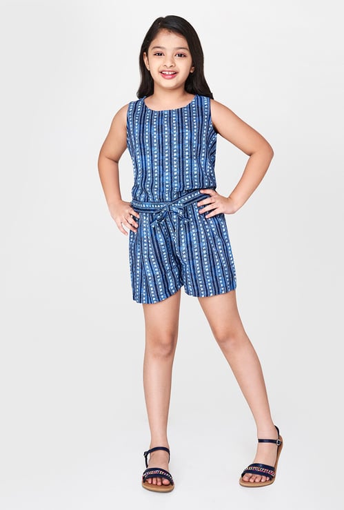 GLOBAL DESI Printed Playsuit with Sash Tie-Up