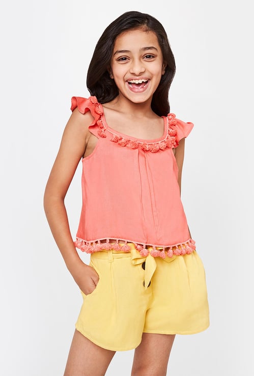GLOBAL DESI Tasselled Sleeveless Top