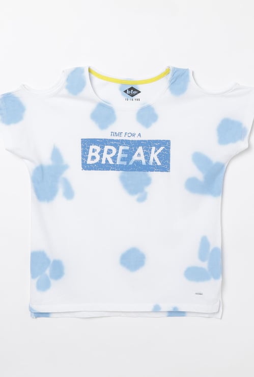 LEE COOPER JUNIORS Tie-Dye Cold-Shoulder Top