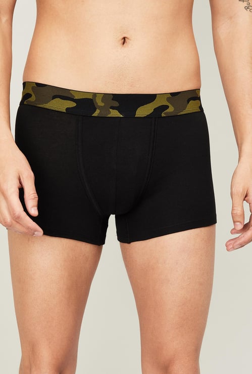 FAME FOREVER Men Camouflage Print Trunks with Elasticated Waisband