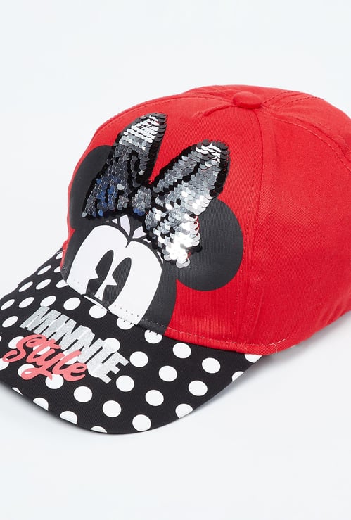 KIDSVILLE Girls Sequinned Minnie Mouse Print Cap