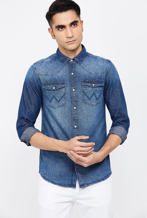 WRANGLER Solid Denim Shirt