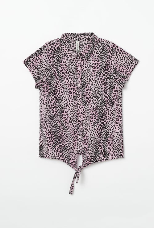 LEE COOPER JUNIORS Animal Print Shirt with Tie-Up