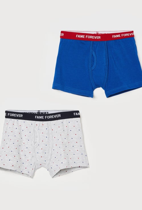 FAME FOREVER Boys Printed Knitted Trunks - Pack of 2