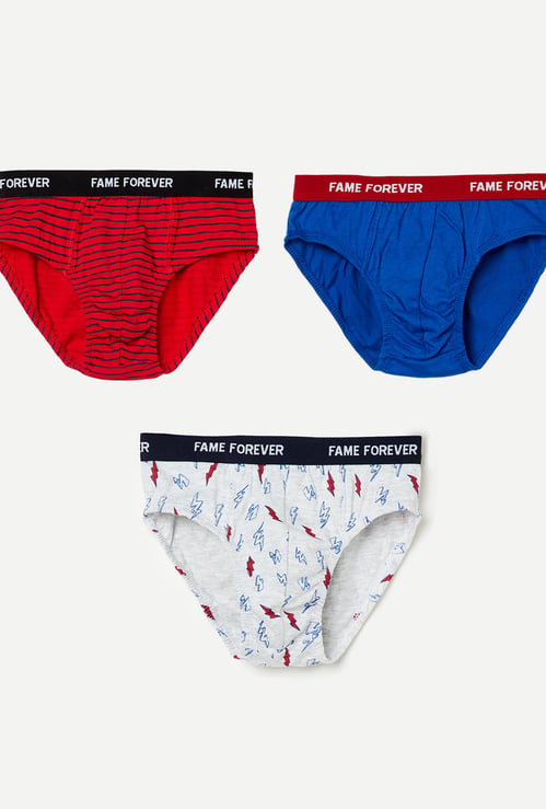 FAME FOREVER Boys Printed Elasticated Brief - Pack of 3