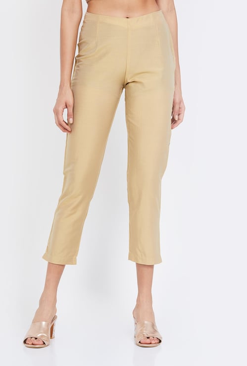 W Solid Elasticated Straight Pants
