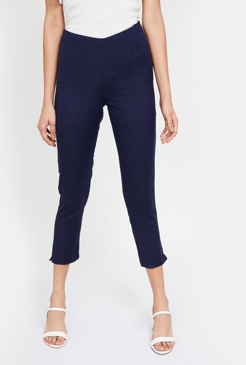 W Solid Elasticated Slim Pants