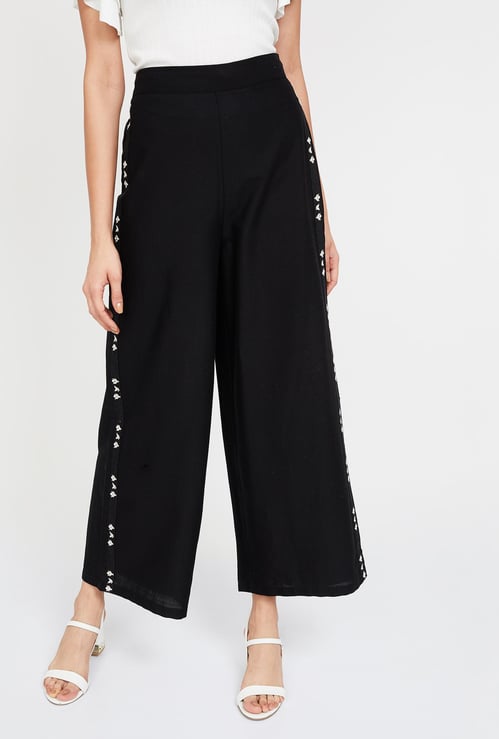 W Solid Elasticated Parallel Pants