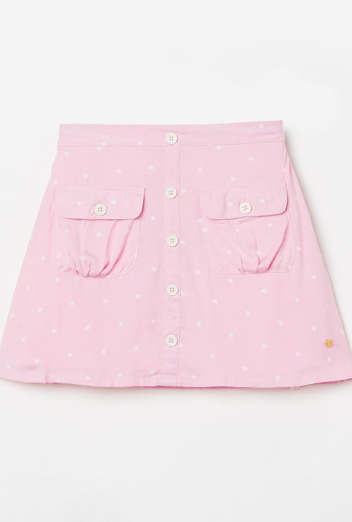 BOSSINI Girls Printed Button-Down A-line Skirt