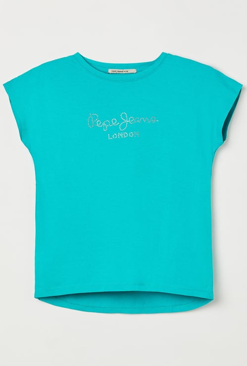 PEPE JEANS Girls Embellished Extended Sleeves T-shirt