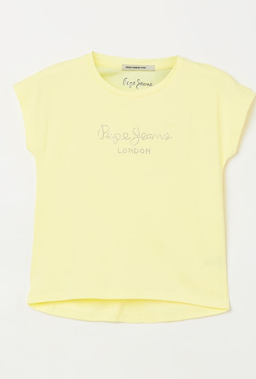 PEPE JEANS Girls Embellished Extended Sleeves T-shirt