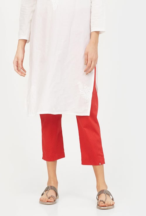 BIBA Printed Cropped Straight Pants
