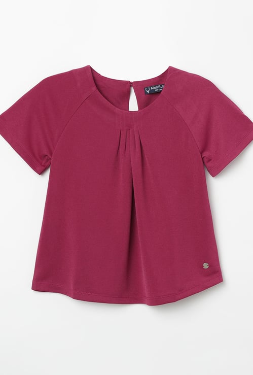 ALLEN SOLLY Solid Short Sleeves Top