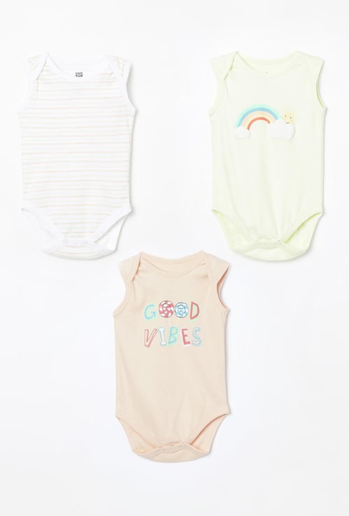 FS MINI KLUB Printed Knitted Rompers - Pack of 3