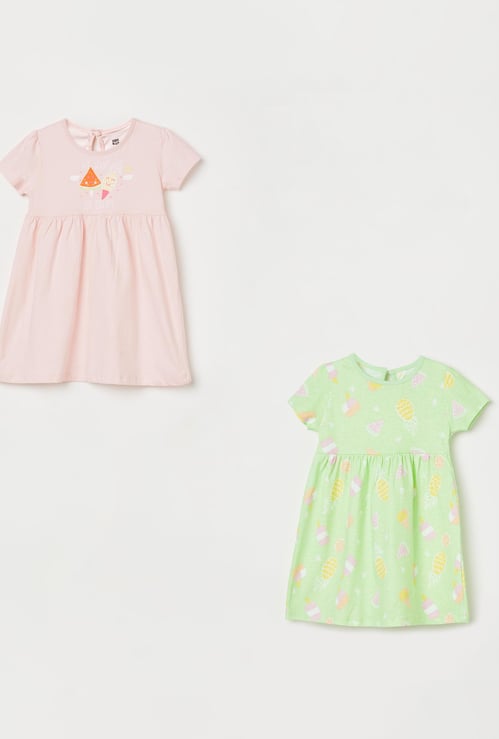 MINI KLUB Girls Printed A-line Dresses - Pack of 2 Pcs.
