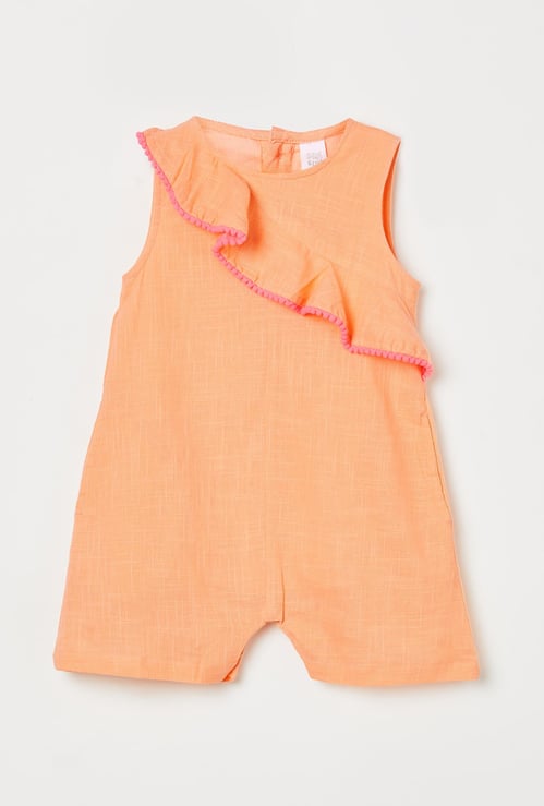 FS MINI KLUB Girls Sleeveless Playsuit with Bobble Trim