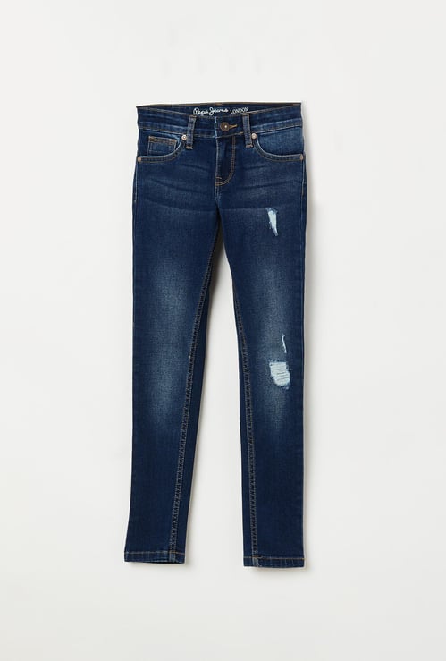 PEPE JEANS Girls Washed Slim Fit Jeans